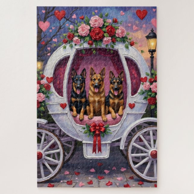 Quebra-cabeça German Shepherd Dog Valentine's Day  (Vertical)