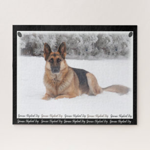 Quebra-cabeça German shepherd preto e latão