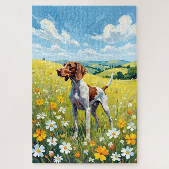 Quebra-cabeça German Shorthaired Pointer Spring Meadow Dog (Vertical)