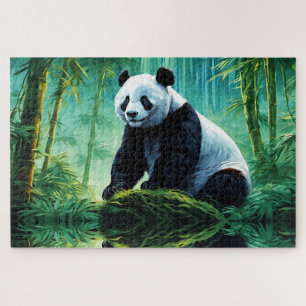 Quebra-cabeça Giant Panda na Floresta de Bamboo