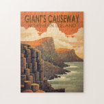 Quebra-cabeça Giants Causeway Norte Irlanda Viagem Vintage<br><div class="desc">Giants Causeway vetor art design. Giants Causeway é uma área de cerca de 40.000 colunas basalto interligadas,  o resultado de uma antiga erupção de fissura vulcânica.</div>
