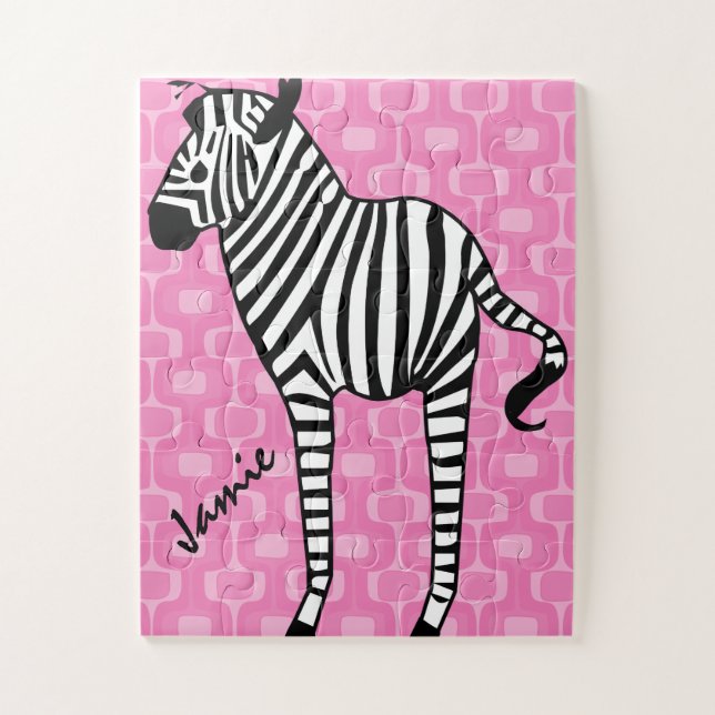 Quebra-cabeça Gifes de amantes de Zebra do Mod Retro Girly (Vertical)