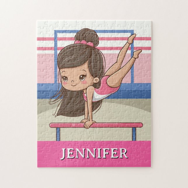 Quebra-cabeça Ginasta de Ginástica Personalizada Moderna e Tendê (Vertical)