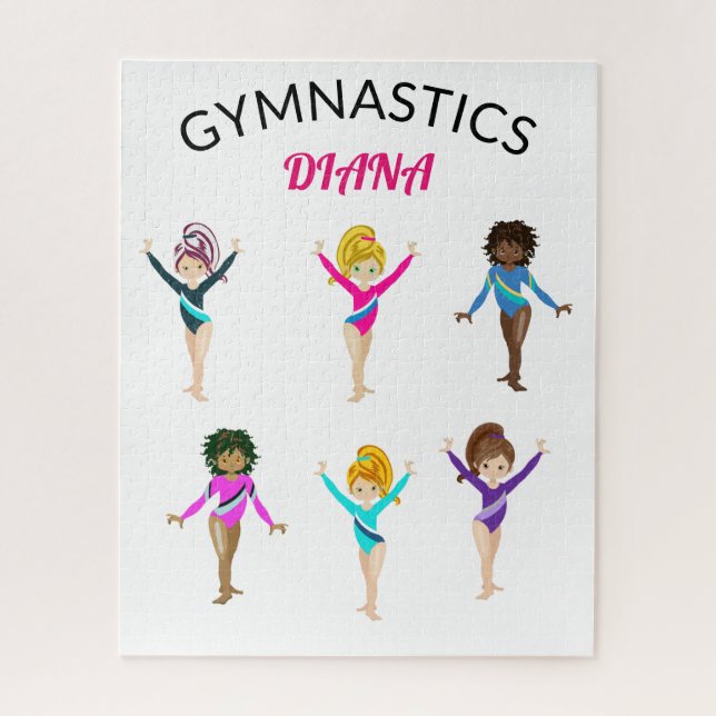 Quebra-cabeça ginástica 6 ginasta personalizada de moça (Vertical)