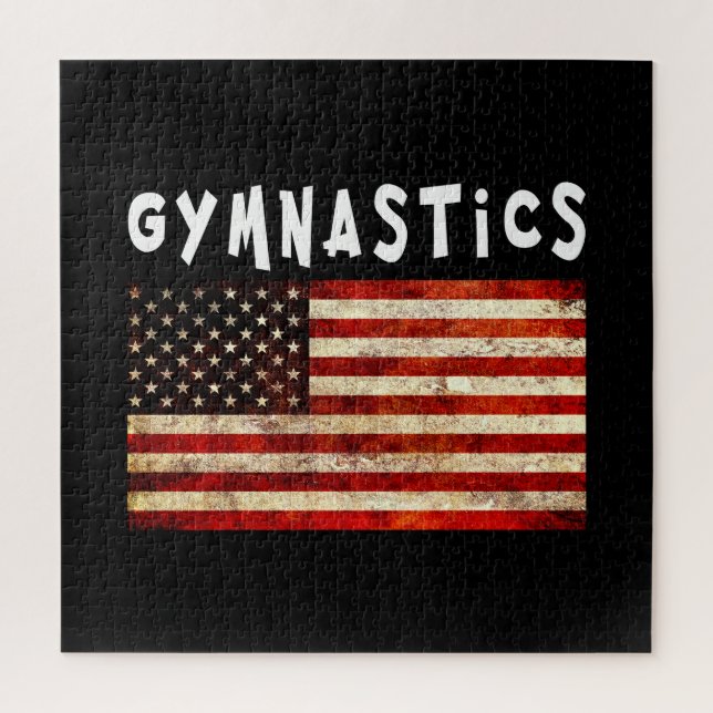 Quebra-cabeça Ginástica Grunge Americana Bandeira EUA (Vertical)