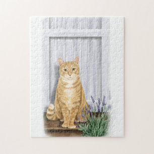 Quebra-cabeça Ginger Cat e Lavanda Door Art