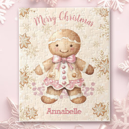 Quebra-cabeça Gingercake Man Girl Pink Name Natal