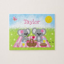 Quebra-cabeça Gingham Rosa-Rosa-Rosa-Urso-Koala