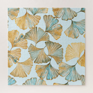 Quebra-cabeça Gingko deixa aquarela padrão sem costura