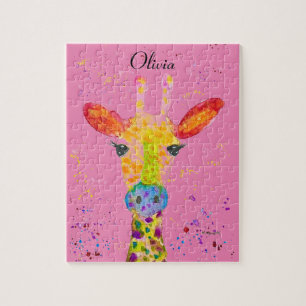 Quebra-cabeça Girafa Abstrato animais selvagens Arco-Íris