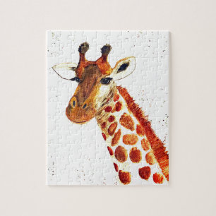 Quebra-cabeça Girafa aquarela animais Safari crianças zoo