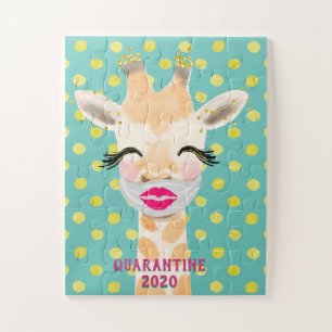 Quebra-cabeça Girafa Bonita Vestindo Máscaras Com Lábios Covid-1