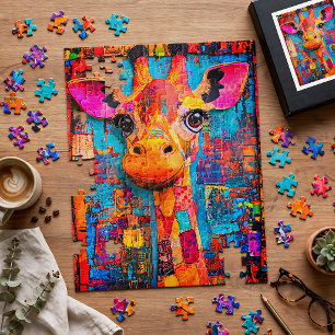 Quebra-cabeça Girafa Colorida Fofa