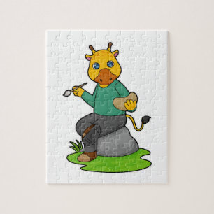 Quebra-cabeça Girafa como Pintor com Pintor
