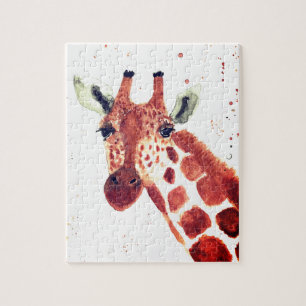 Quebra-cabeça Girafa de aquarela animal Safari crianças humorada