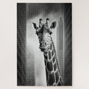 Quebra-cabeça Girafa em uma paisagem urbana