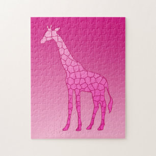 Quebra-cabeça Girafa Geométrica Moderna, Fuchsia e Rosas claro