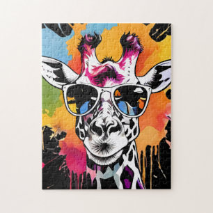 Quebra-cabeça Girafa Legal e bonita com óculos escuros