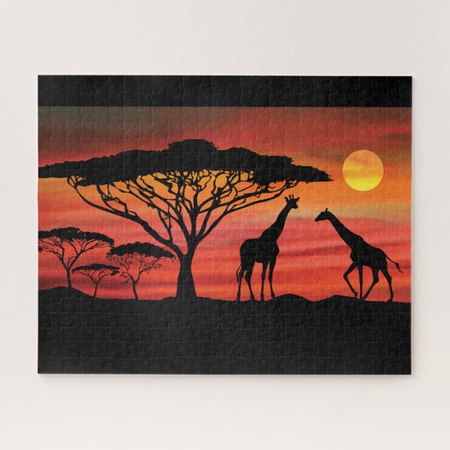 Quebra-cabeça Girafas em um Sol Serengeti Africano (Horizontal)