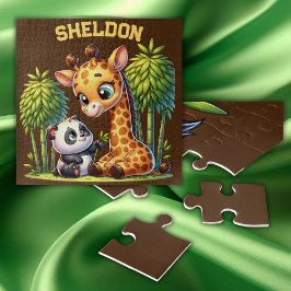 Quebra-cabeça Giraffe e Panda Monogramas |