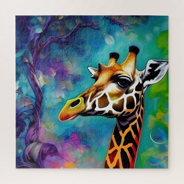 Quebra-cabeça Giraffe Portrait Colorida (Vertical)
