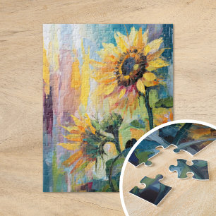 Quebra-cabeça Girassóis Abstrato moderna pintura floral