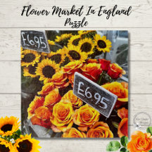 Girassóis e Rosas no Mercado Foto