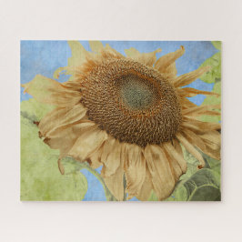 Quebra-cabeça Girassol Amarelo Azul Boho Russo Campo Floral