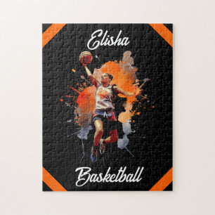 Quebra-cabeça Girls Basball Watercolor Personalizada