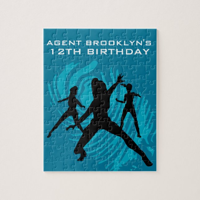 Quebra-cabeça Girls Spy Party Teal Fingerprint (Vertical)