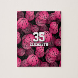 Quebra-cabeça Girly pink basketballs pattern personalized