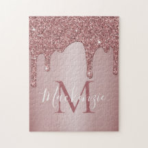 Girly Rosa Dourado Sparkle Glitter Drives Monogram