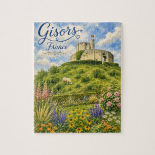 Quebra-cabeça Gisors França Castelo Normandia aquarela