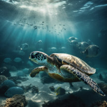 Gliding By the Coral Reef - Sea Turtle