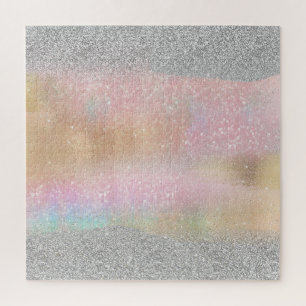 Quebra-cabeça Glitter Prateado Elegante Arte Dourada Abstrato