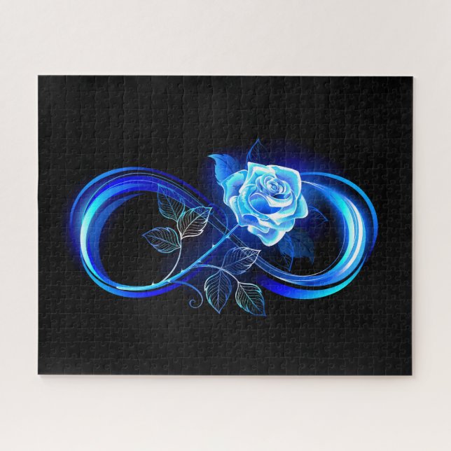 Quebra-cabeça Glowing infinity with blue rose (Horizontal)