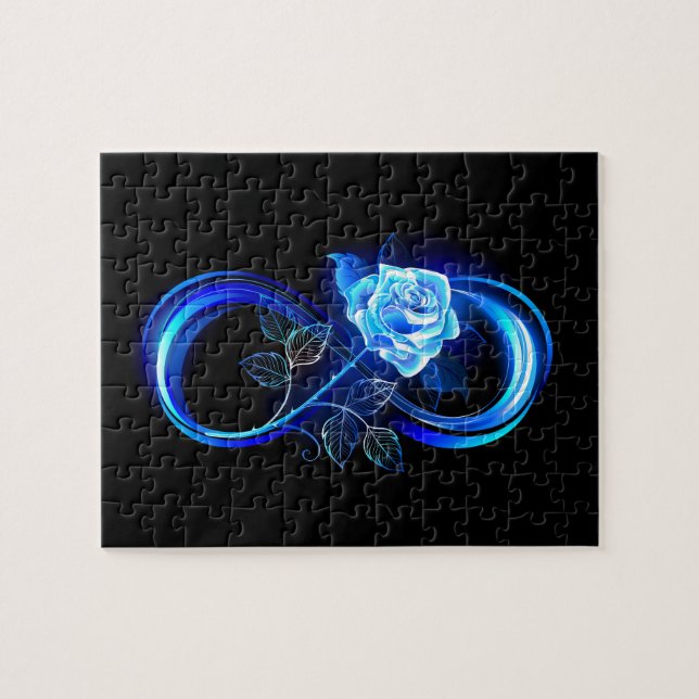 Quebra-cabeça Glowing infinity with blue rose (Horizontal)