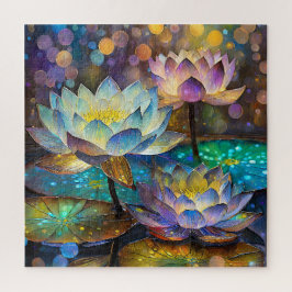 Quebra-cabeça Glowing Lotus Flowers Trio