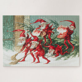 Quebra-cabeça Gnomes sweeping snow with a broom