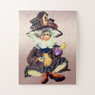 Quebra-cabeça Gnomo Feliz Ama Pássaros - Pintura Fantástica