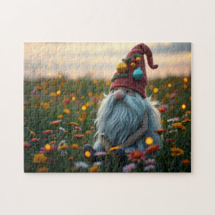 Quebra-cabeça Gnomo Fofo entre as flores silvestres