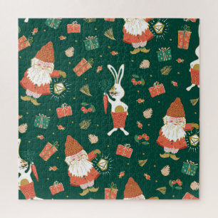 Quebra-cabeça Gnomos de Natal, Padrão de Feriado Bunny.