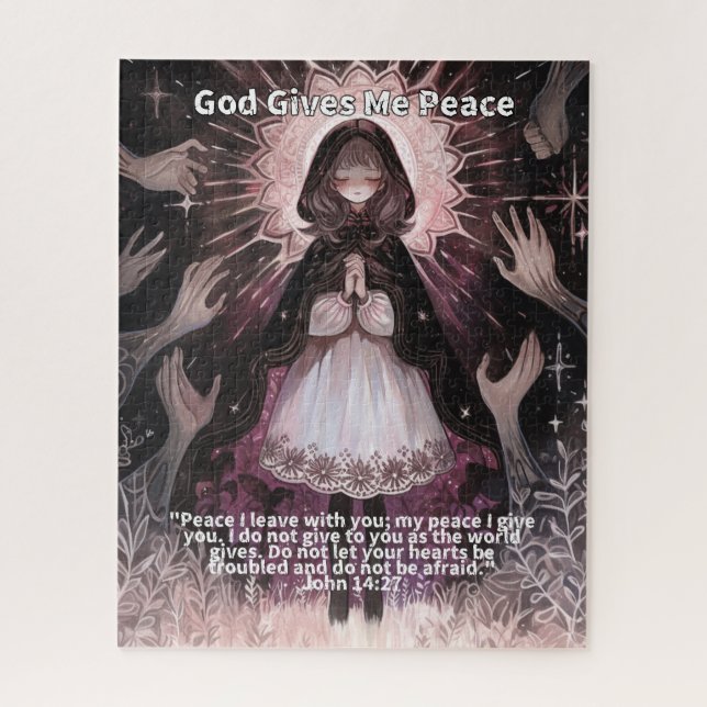 Quebra-cabeça God Gives Me Peace - Christian Anime (Vertical)