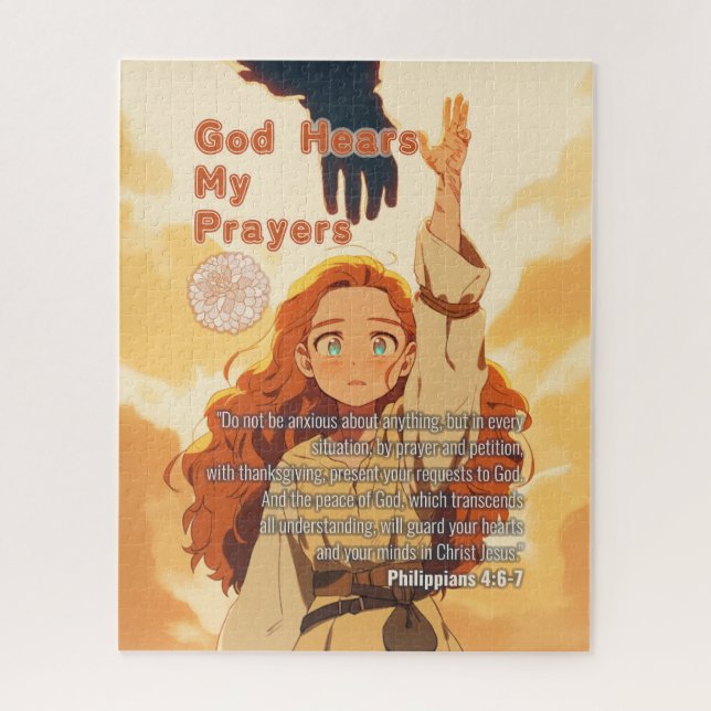 Quebra-cabeça God Hears My Prayers - Christian Retro Anime (Vertical)