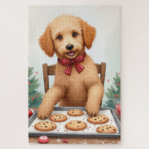 Quebra-cabeça Golden Doodle Decorando Biscoitos de Natal