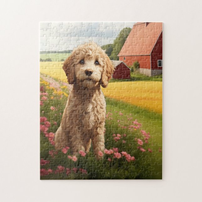 Quebra-cabeça Golden Doodle dog (Vertical)
