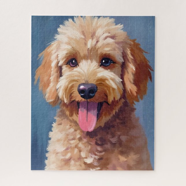 Quebra-cabeça Golden Doodle | Dog Watercolor Painting Pet (Vertical)