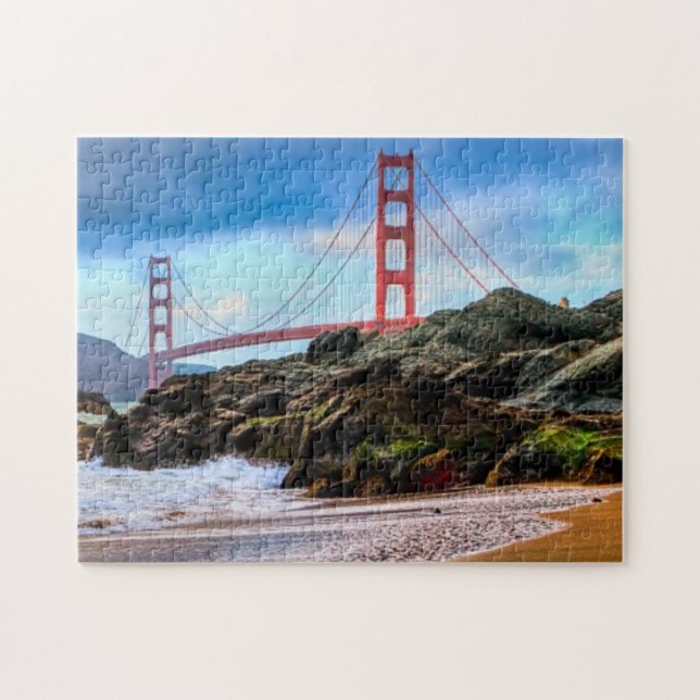 Quebra-cabeça Golden gate bridge no por do sol (Horizontal)
