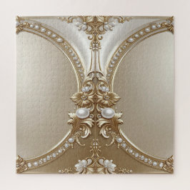 Quebra-cabeça Golden Ornate Frame with Pearls Jigsaw Puzzle