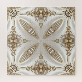 Quebra-cabeça Golden Ornate Frame with Pearls Jigsaw Puzzle